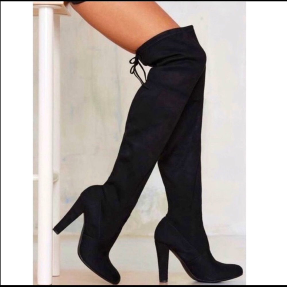 Steve Madden Over-the-knee Black Suede Heel Boot